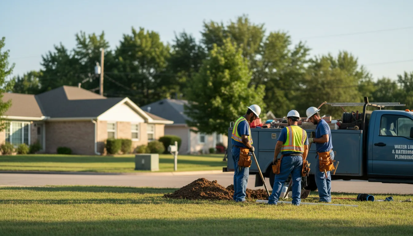 Residential water line and bathroom plumbing service in Tom Bean, TX
